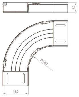 Unex Flachbogen 90° lichtgrau      66160 