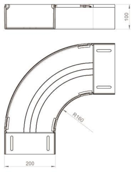 Unex Flachbogen 90° lichtgrau      66230 