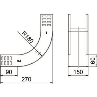 OBO RBV 615 S FS Vertikalbogen 90° 
