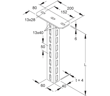 NIED Hängestiel U -Profil    HU 6040/400 