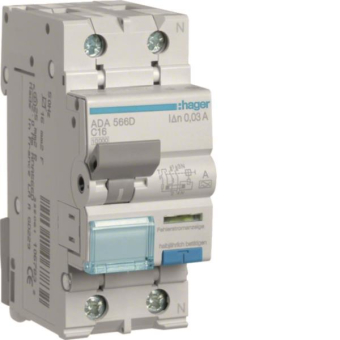 Hager Fi-LS 1P+N 10kA C-16A 30mA ADA566D 