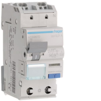 Hager Fi-LS 1P+N 127V 6kA C-16A  ACS967D 