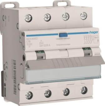 Hager Fi-LS 4P 10kA C-16A 30mA   ADX466D 