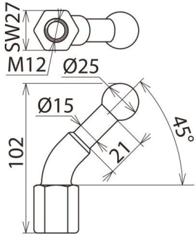 DEHN Kugelfestpunkt       KFP 25 W45 M12 