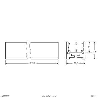 EVN U-Profil, flach -schwarz     APFB300 