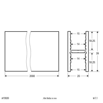 EVN Alu H-Profil 2000mm        APH39 200 