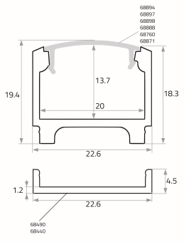 Rutec Alu Profil Profi Hoch H.18mm 68418 