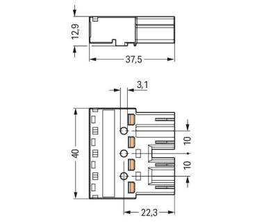 WAGO 770-214 Stecker,4-polig,schwarz 
