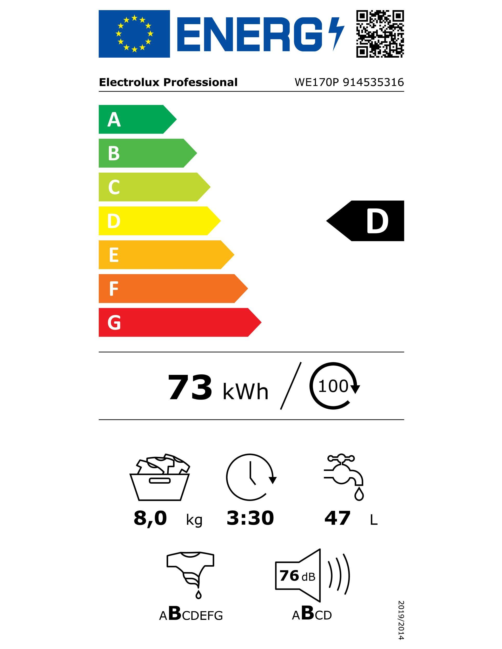 ELECTROLUX WE170P 50Hz Gewerbe-Waschaut. 