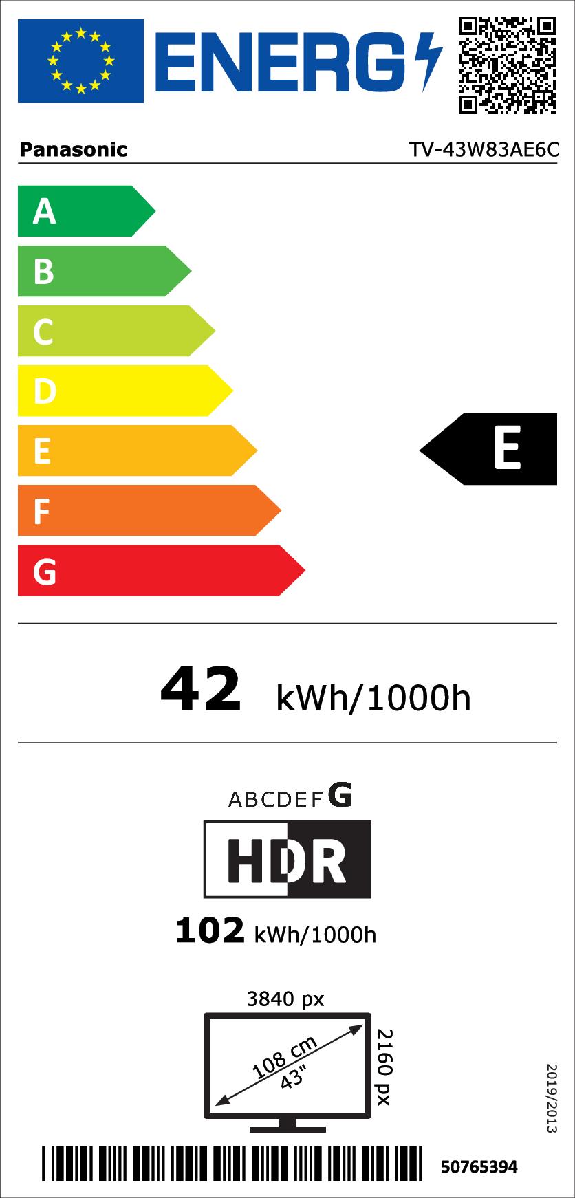 Panasonic TV-43W83AE6C QLED-TV WFexkl 