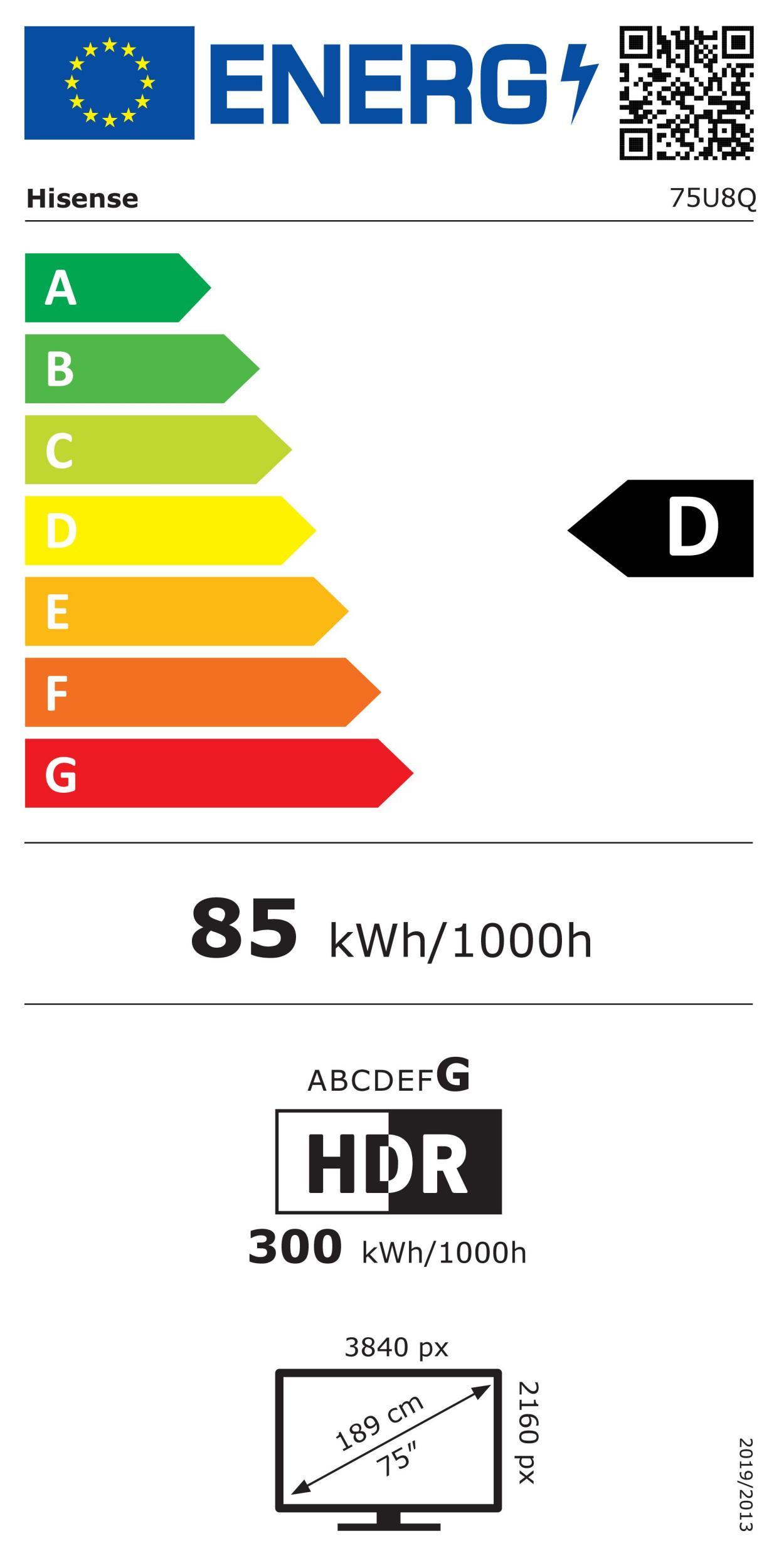 Hisense 75U8Q sw Mini LED-TV 