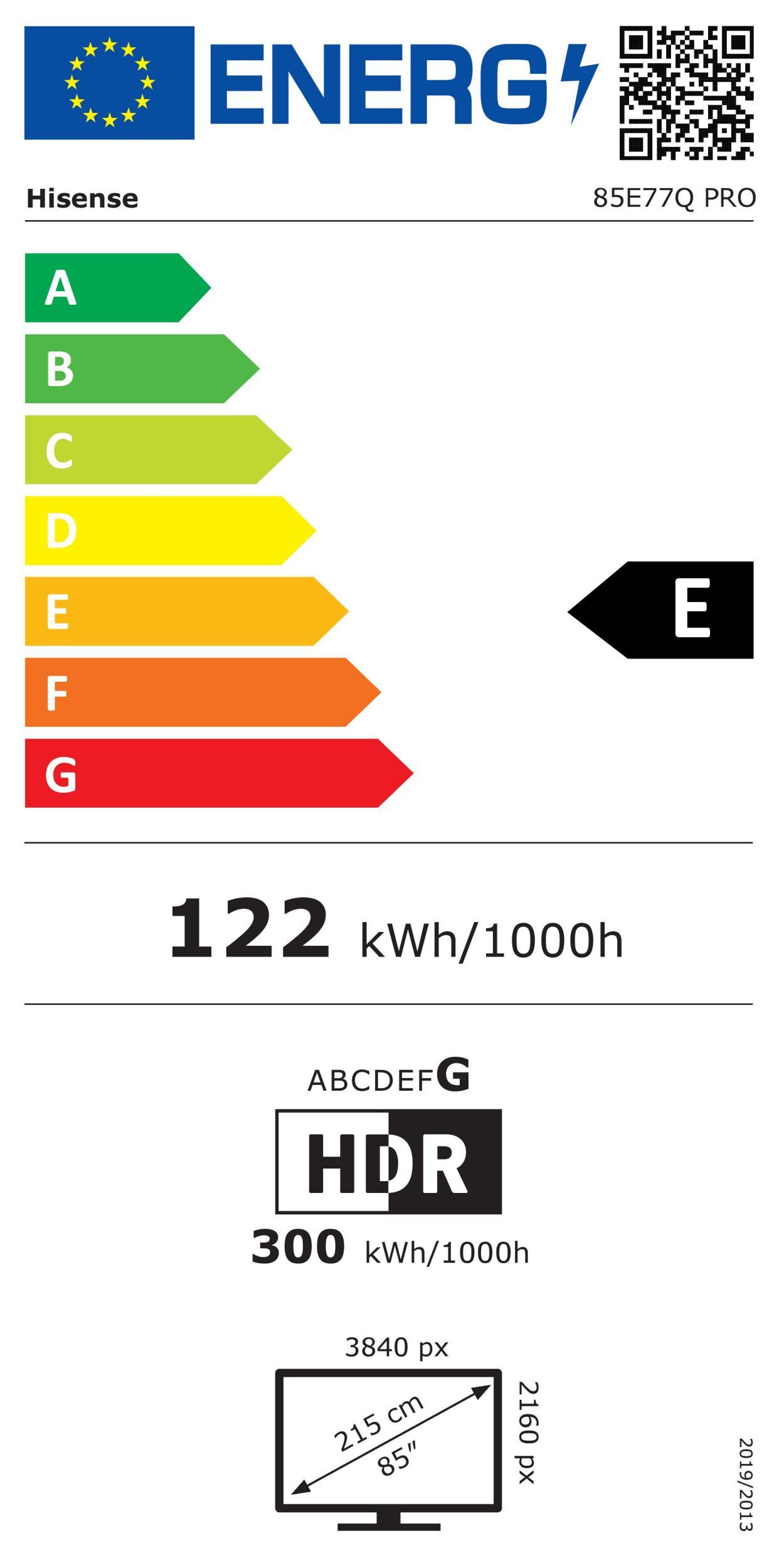 Hisense 85E77Q Pro sw QLED-TV 