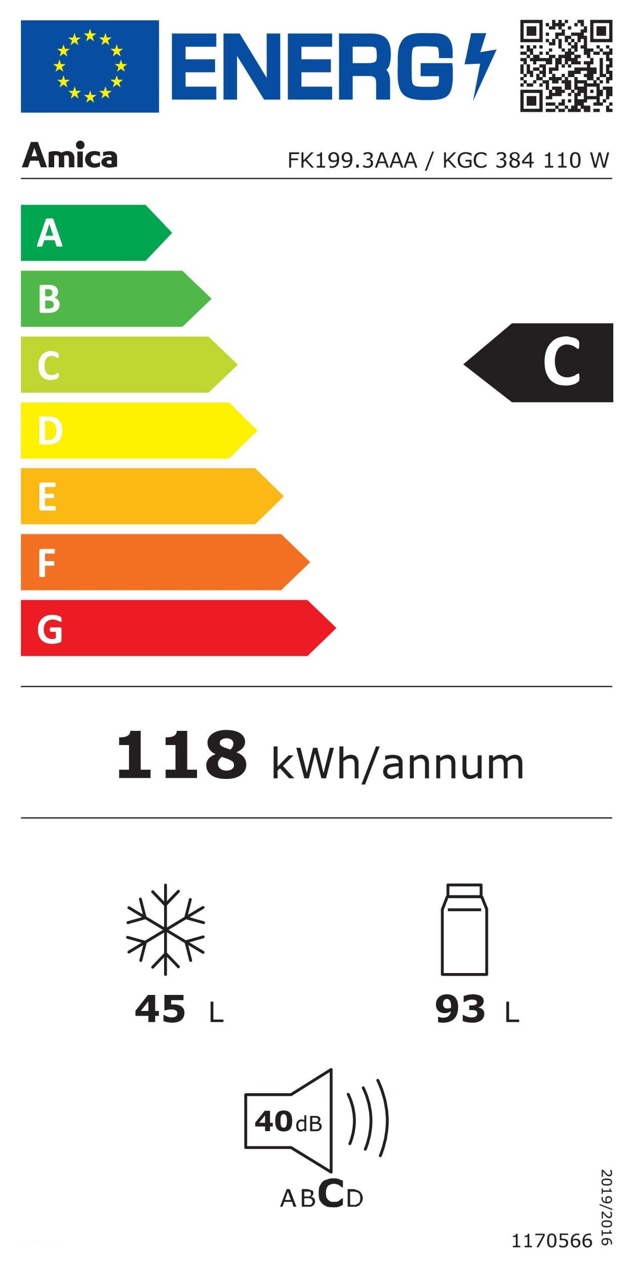 Amica KGC 384110 W ws Kühlkombi 