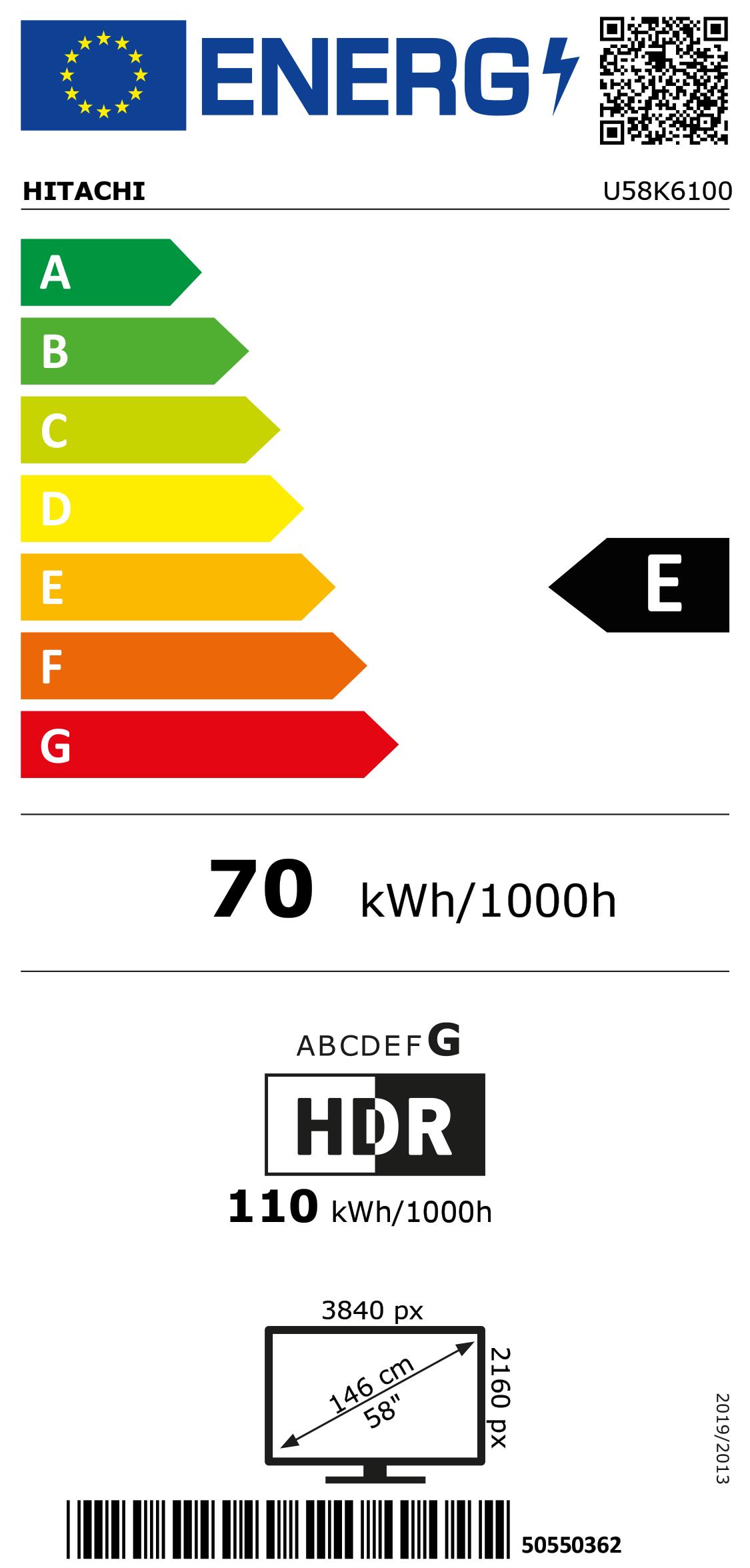 Hitachi U58K6100 sw LED-TV 