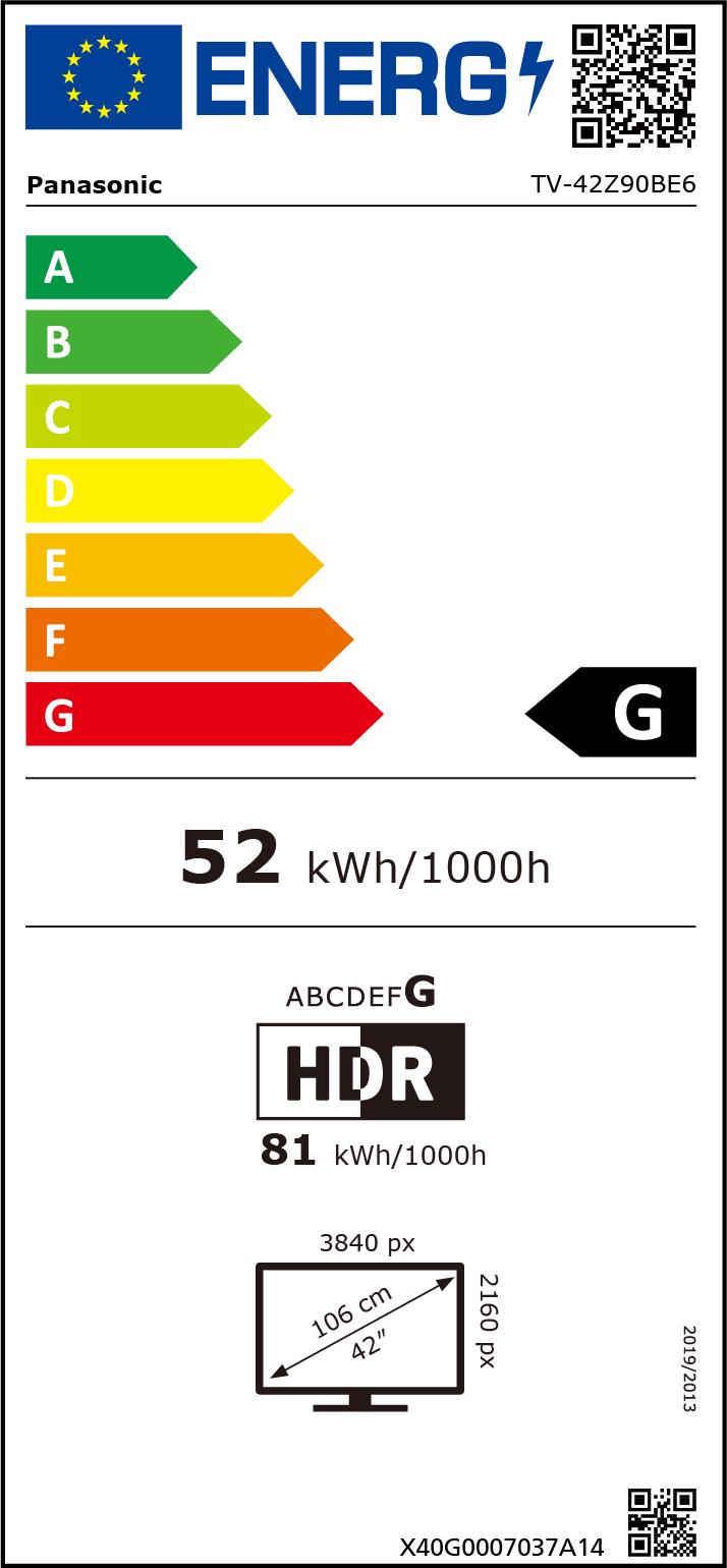 Panasonic TV-42Z90BE6 sw OLED-TV WFexkl 