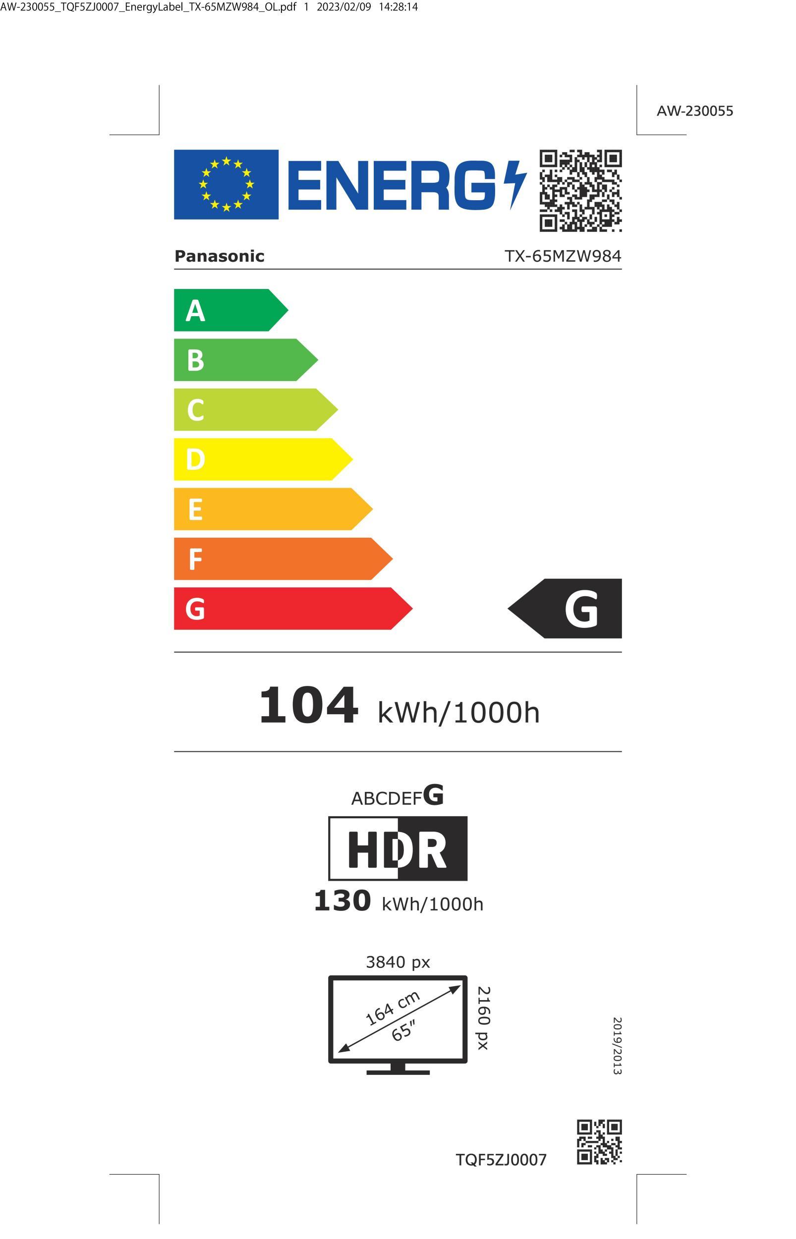 Panasonic TX-65MZW984 sw OLED-TV 