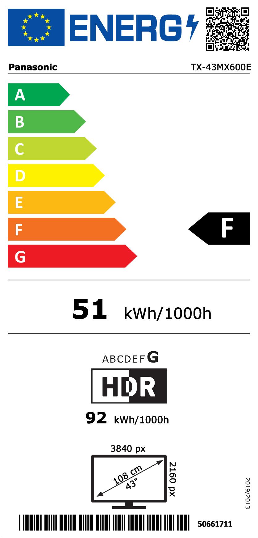 Panasonic TX-43MX600E sw LED-TV 