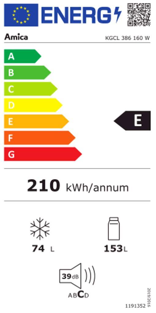 Amica KGCL 386160 W ws Kühlkombi 