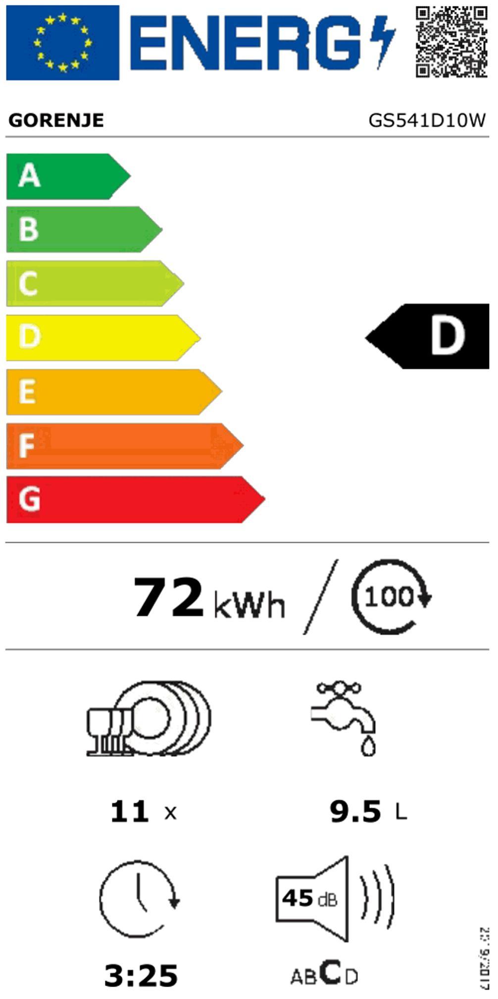 Gorenje GS 541 D 10 W ws Geschirrspüler 