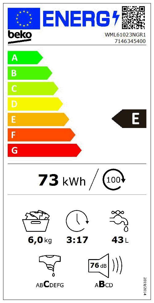 Beko WML 61023 NGR 1 Waschautomat 