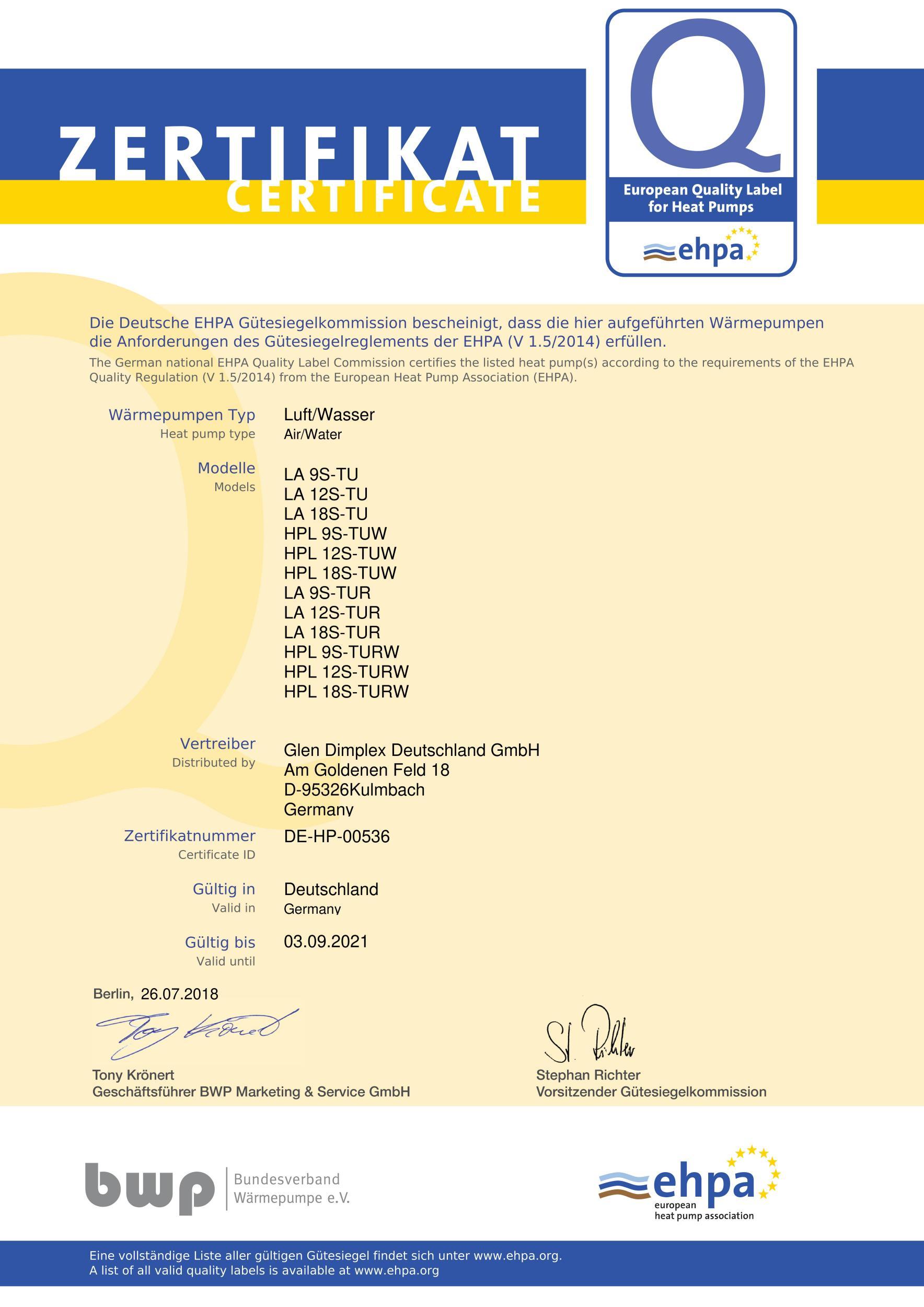 Dimplex Hocheffizienz           LA 9S-TU 