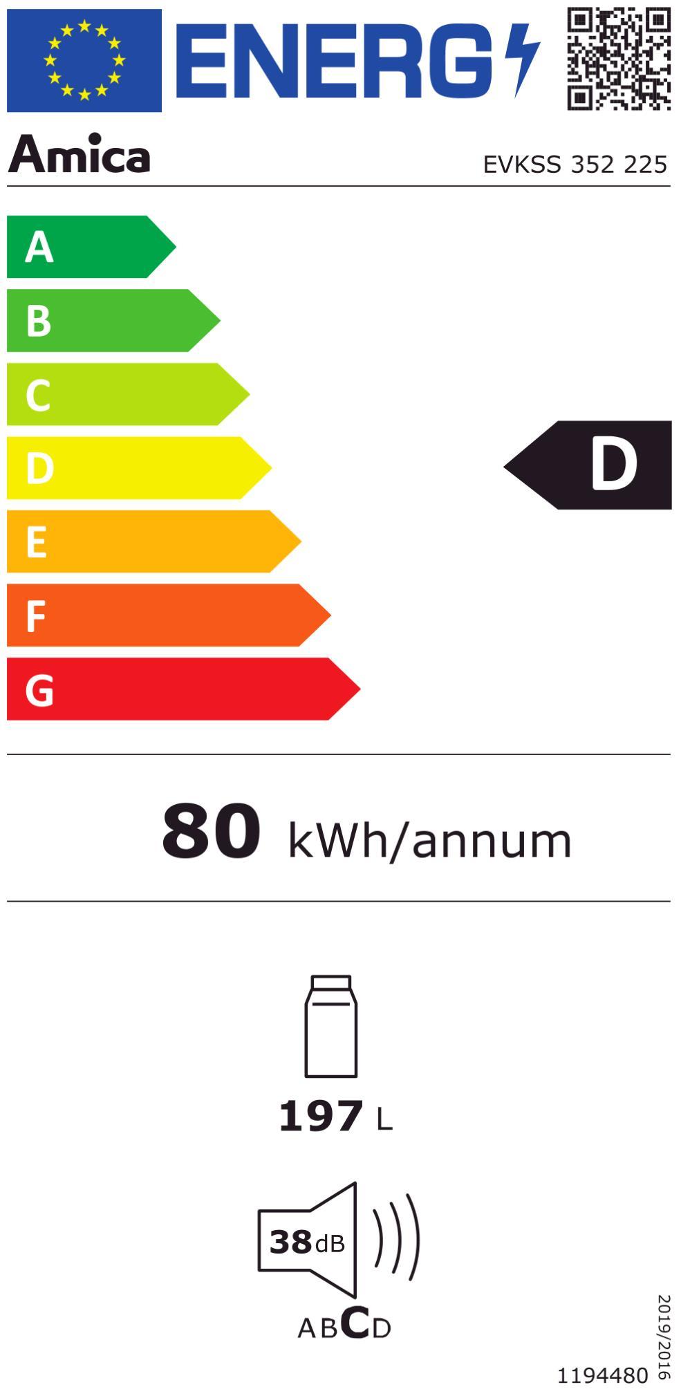 Amica EVKSS 352 225 EB-Kühlschrank 