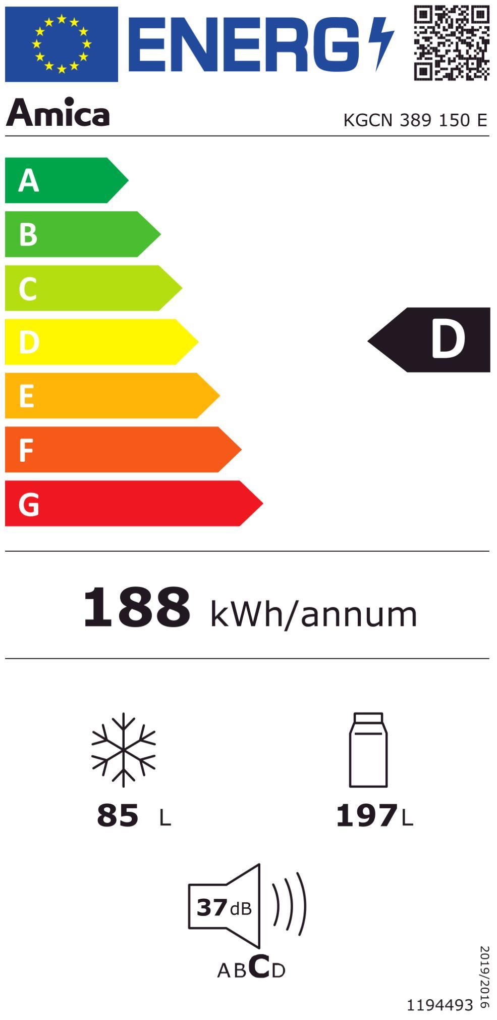 Amica KGCN 389 150 E Ed Kühlkombi 