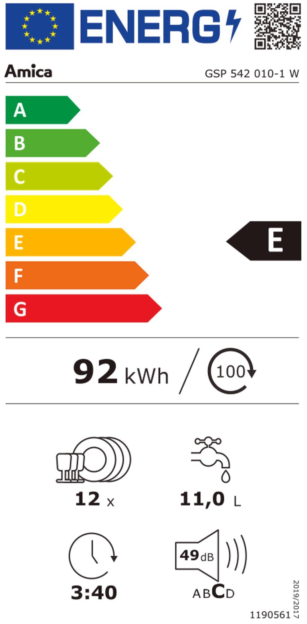 Amica GSP 542 010-1 W ws Geschirrspüler 