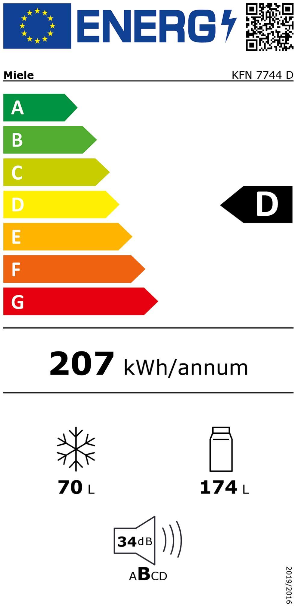 Miele KFN 7744 D EB-Kühlkombi 