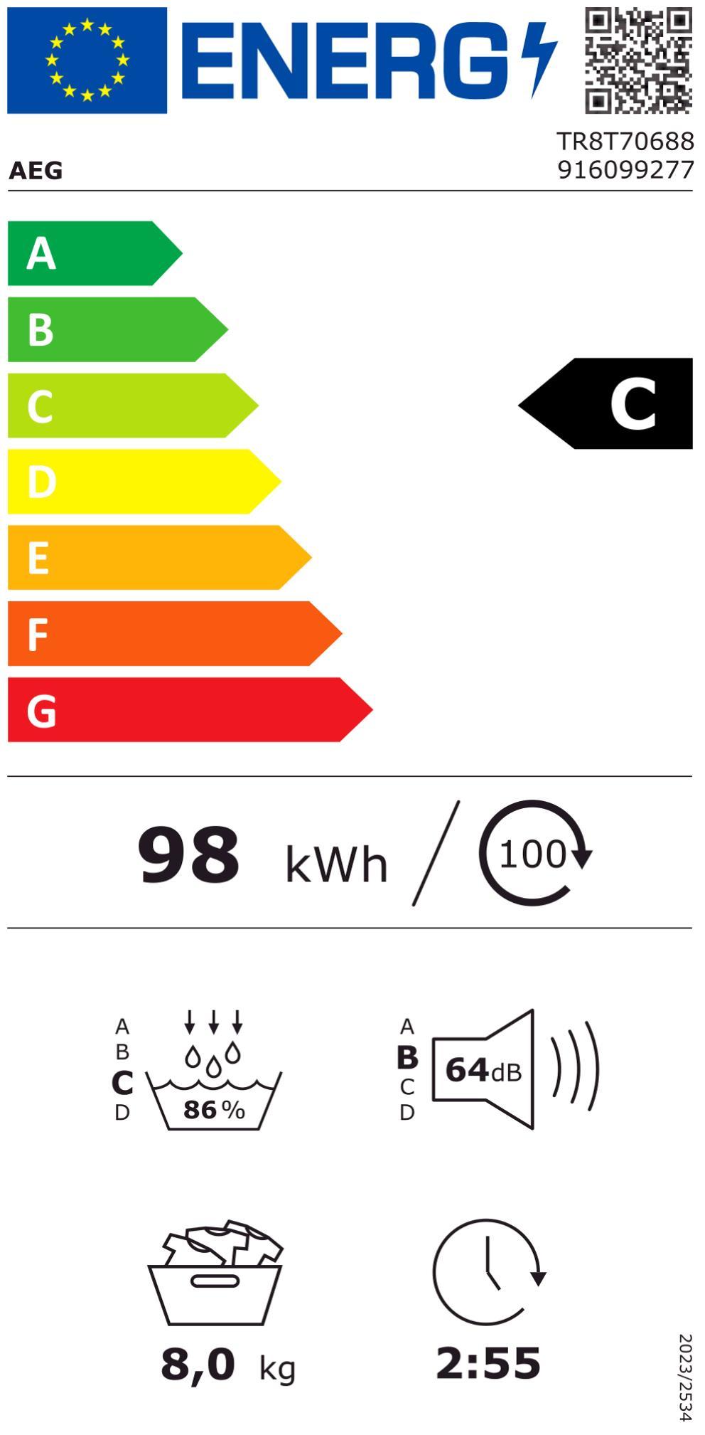 AEG TR8T70688 Wärmepumpentrockner 