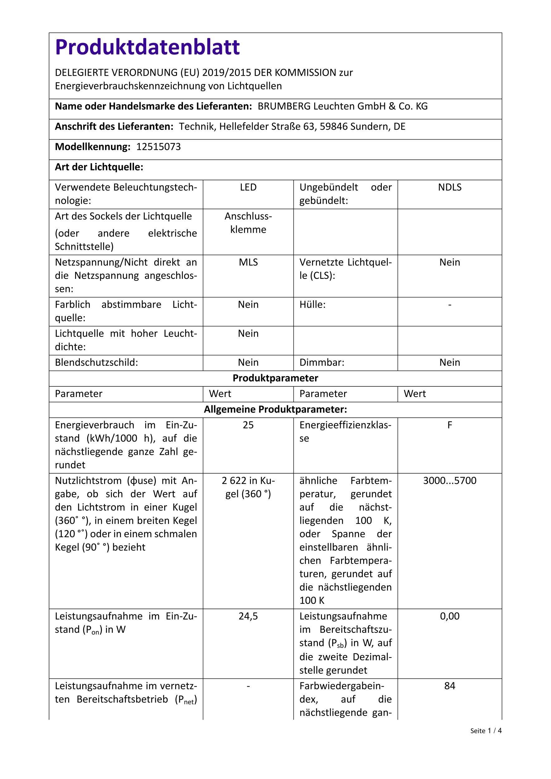 Brumberg LED-Anbauleuchte 230 V 12515073 