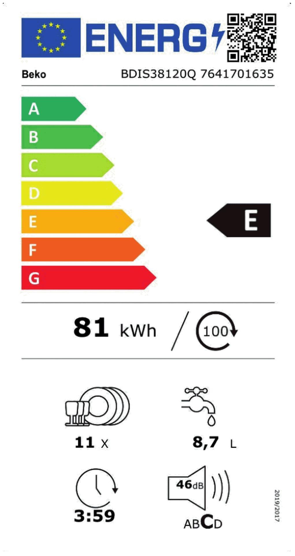 Beko BDIS 38120Q EB-Geschirrspüler 