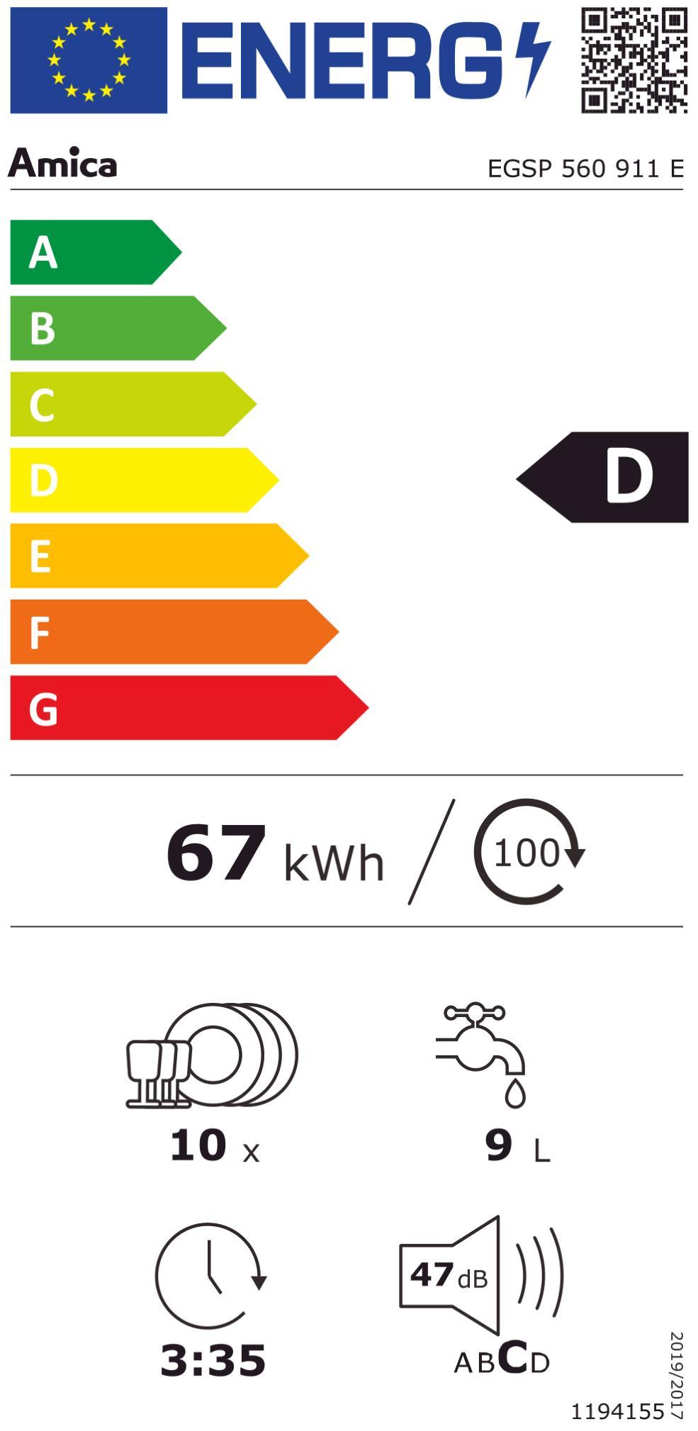 Amica EGSP 560 911 E Ed EB-Geschirrspül. 