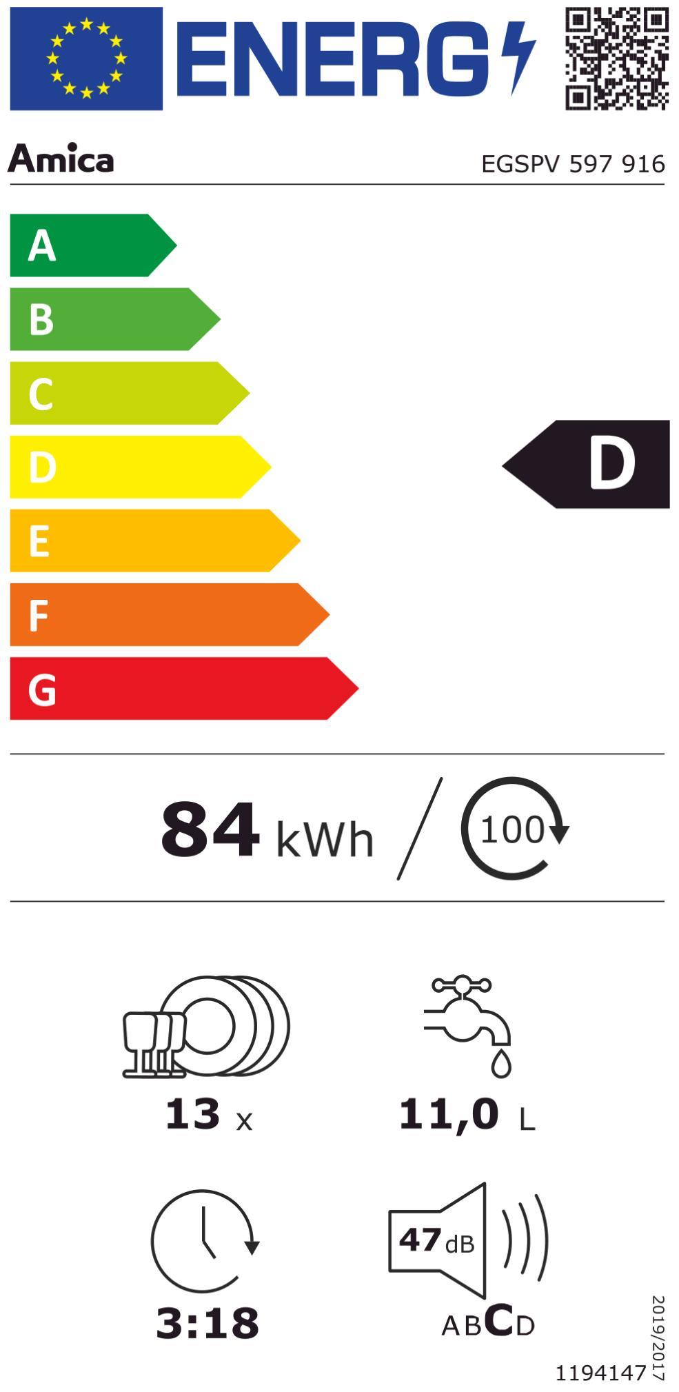 Amica EGSPV 597 916 EB-Geschirrspüler 