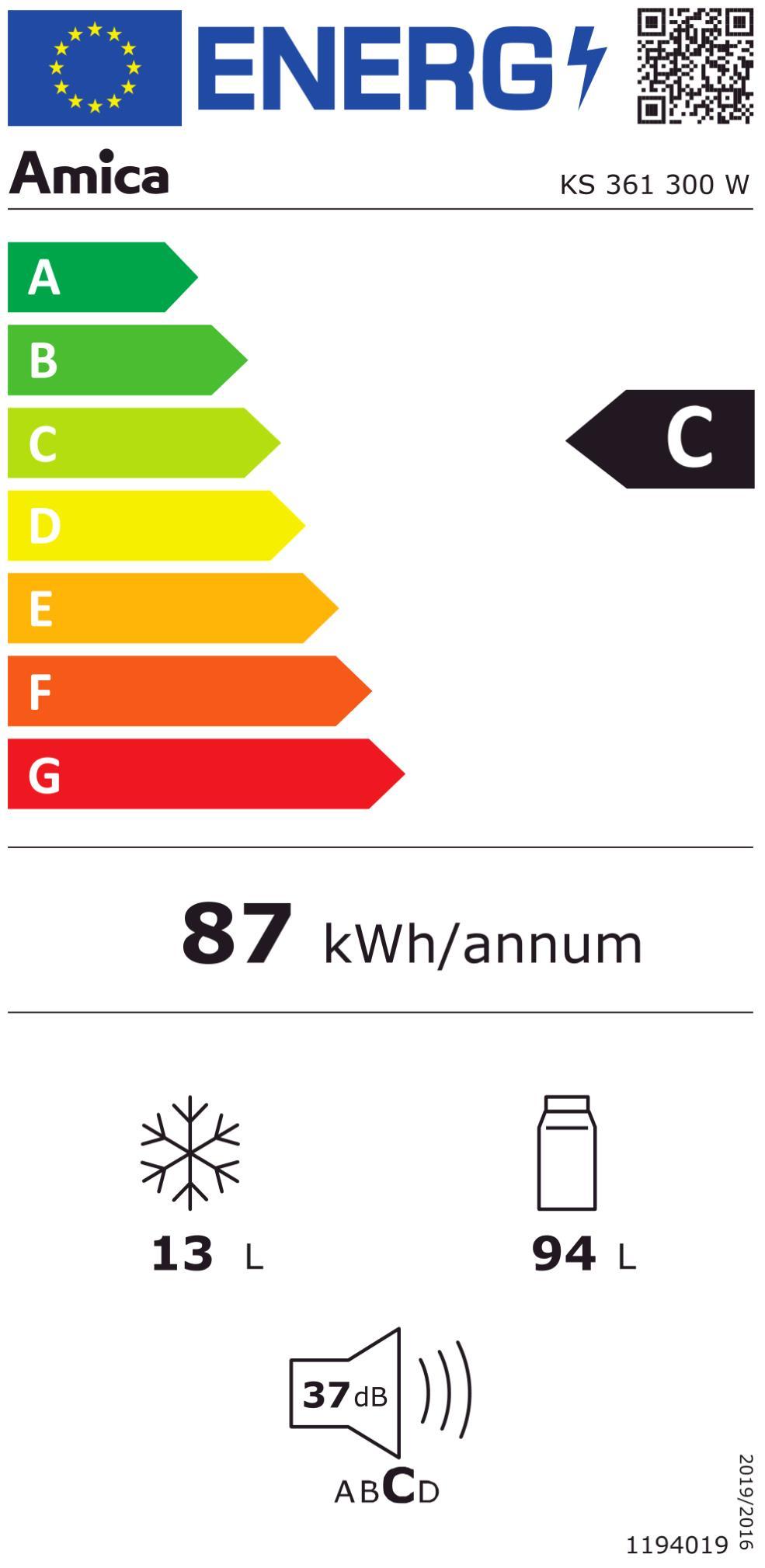 Amica KS 361 300 W ws Tischkühlschrank 