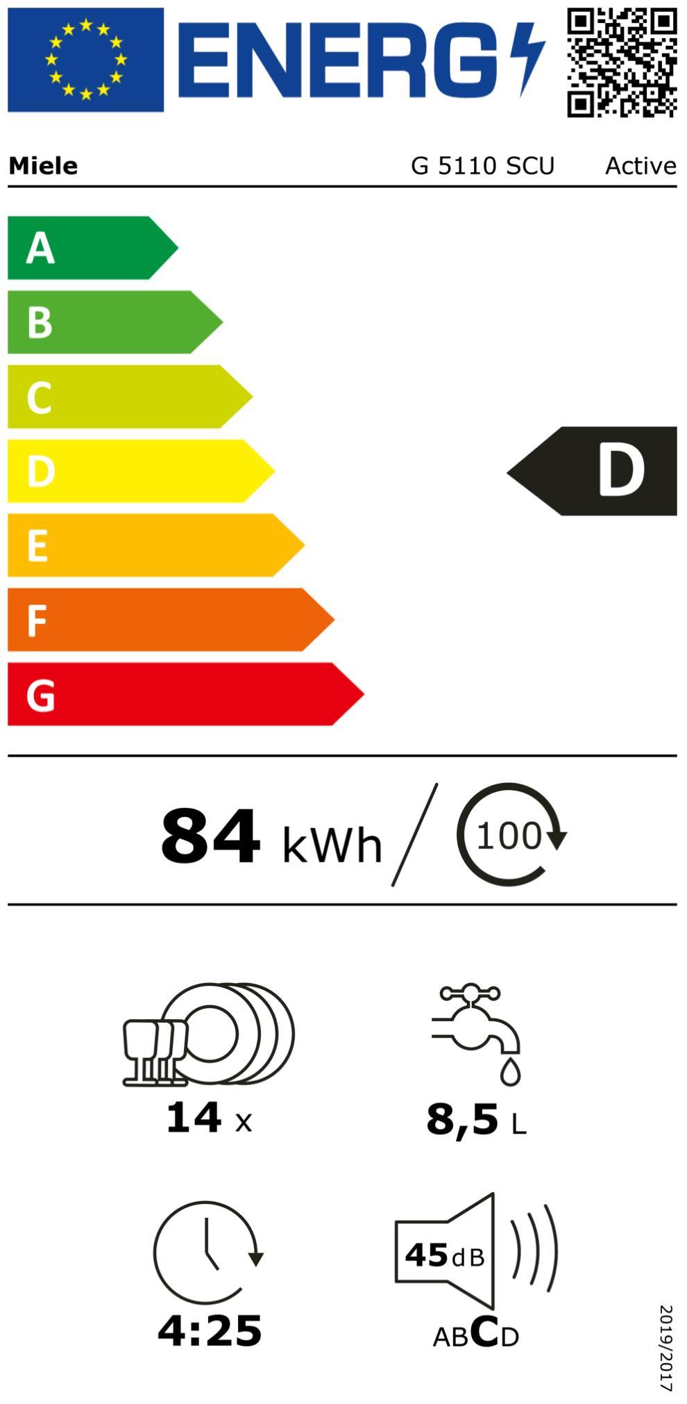 Miele G5110SCU Active ws EB-Geschirrsp. 