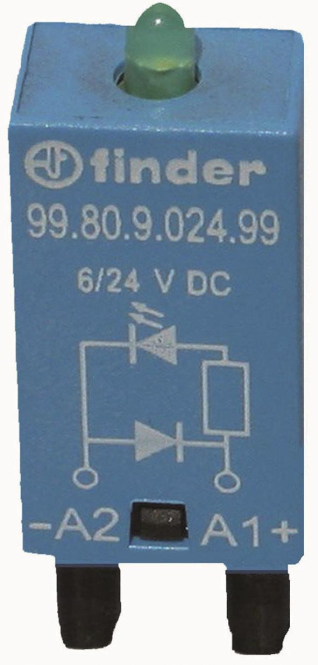 Finder EMV-Modul, LED + Freilaufdiode 99.80.9.024.99 6-24VDC Finder EMV-Modul, LED + Freilaufdiode 99.80.9.024.99 6-24VDC