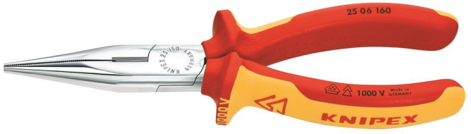 Knipex VDE-Flachrundzange 160mm 2506160 mit Schneide gerade - 1006801