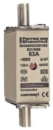 Mersen 1B655.000000 NH000 63A gG 500V NH-Sicherung sfü - 148411