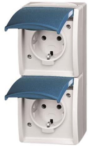BJ APWG ocean AP Schuko 20-02EW-53 2fach senkrecht grau/ blaugrün - 152209