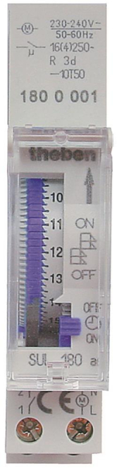 THEB Zeitschaltuhr analog SUL180A 24H mit Gangreserve Steckreiter 1TE - 176240