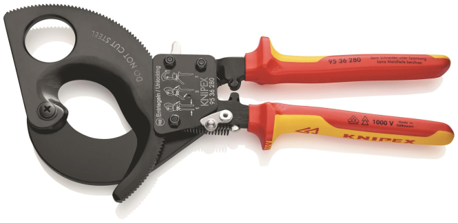 Knipex VDE-Kabelschneider 280mm 9536280 mit Ratsche 52Ømm/380qmm - 185351
