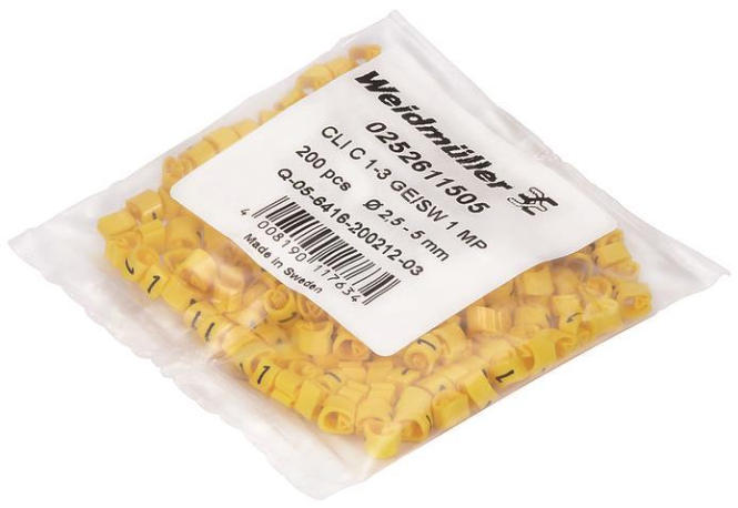 4008190101893 - Weidmüller CLI C 1-3 GE SW 3 MP Leiter- markierer 3x42mm PVC GE 0252611511 (Inhalt 200 Stück)