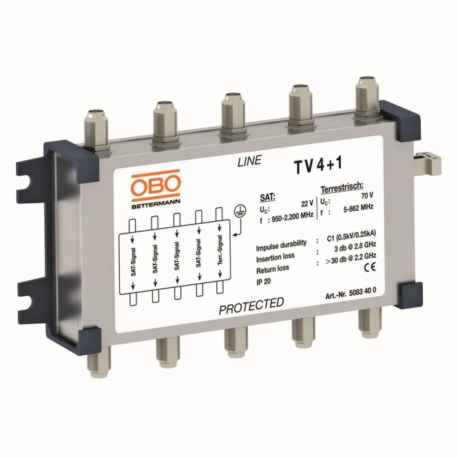 OBO TV 4+1 Überspannungsschutzgerät f.Sat-Technik 70V 5083400 - 2090032