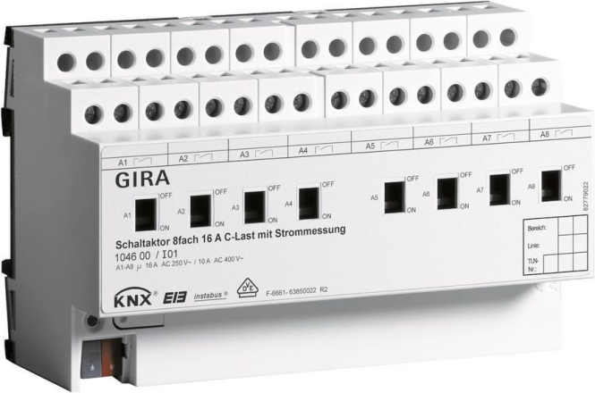 GIRA 104600 Schaltaktor 8fach 16A Hand+Strom C-Last KNX REG - 2357292