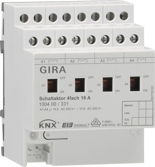 GIRA 100400 Schaltaktor 4fach 16A Hand KNX REG - 2357356