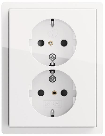 GIRA 0783112 SCHUKO-Doppelsteckdose SH+ Rahmen Flächenschalter Reinweiß gl. Schaltermat/Geb.Steu