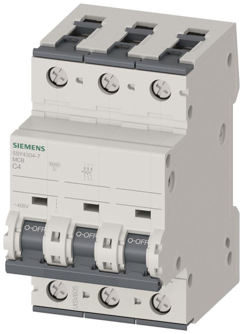 Siemens Automat C 4A 5SY43047 400V 10kA 3p Zählerschr./Verteilg