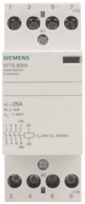 Siemens 5TT58300 INSTA Schütz 5TT5830-0 4S f.230AC 400V 25A Ansteuerung 230VAC Zählerschr./Verteilg