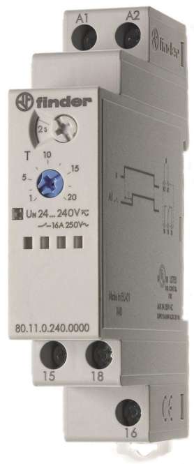 Finder Zeitrelais 80.11.0.240.0000 1W 16A 24-240VAC/DC